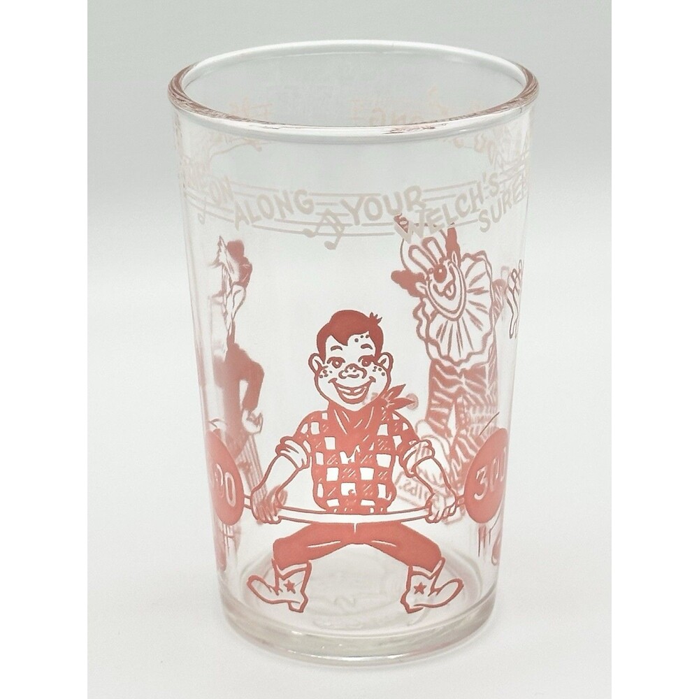 Vtg 1953 MCM Howdy Doody TV Promo Welch's Jelly Glass Pink Collectible Cup